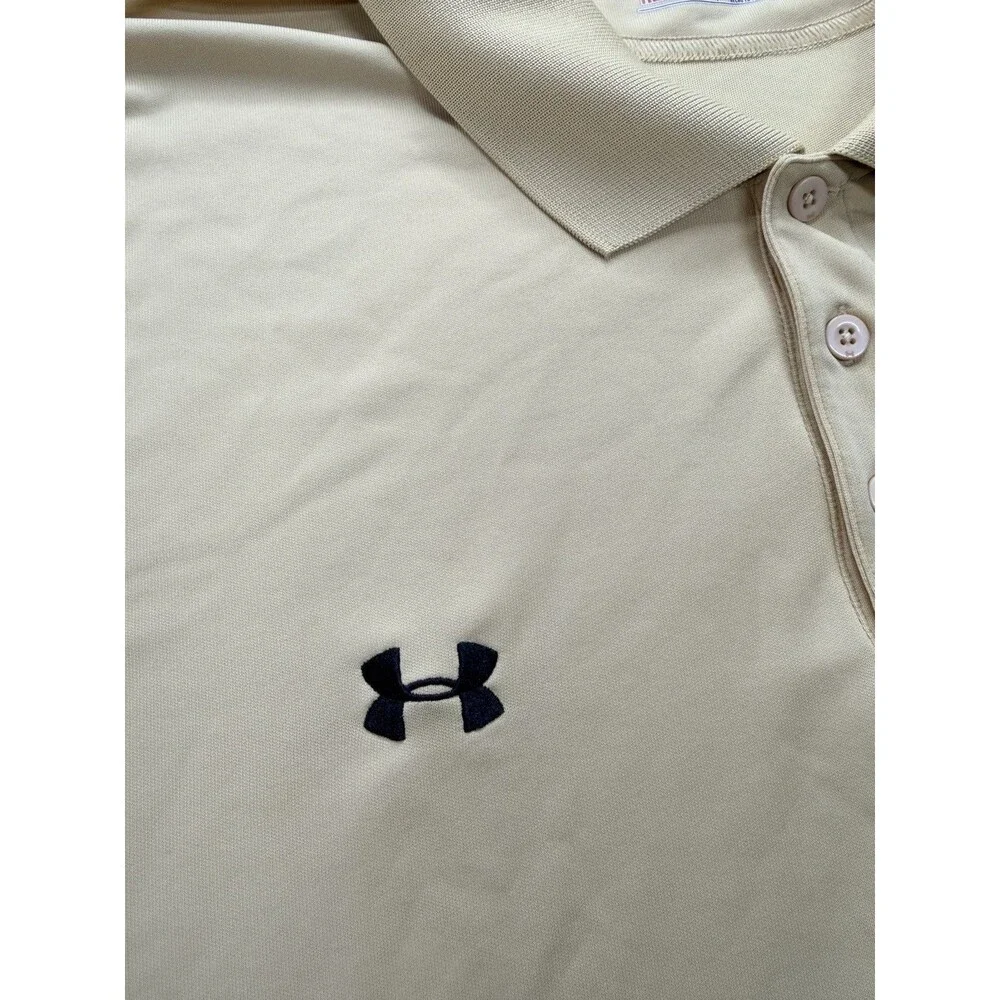 Under Armour HeatGear Polo Shirt Mens 3XL Light Yellow Golf Performance Loose